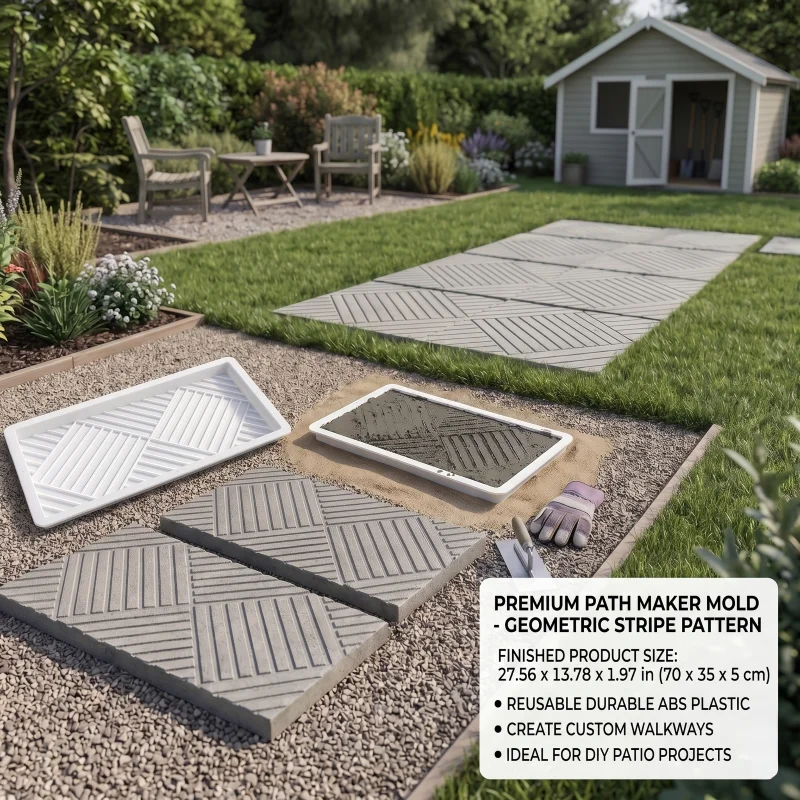 Moule pour pavé antidérapant à rainures inclinées 70x35x5cm, forme en plastique réutilisable pour villa moderne et allée de piscine