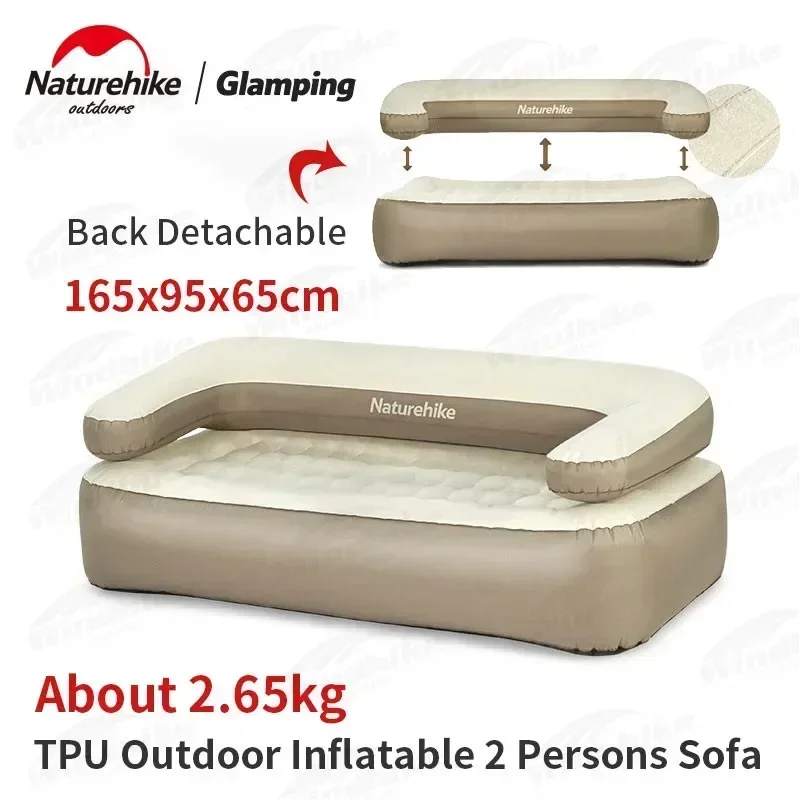 Naturehike 2 In 1 Air Sofa Inflatable Double Bed Outdoor Camping Mat  Chair Sleeping Mattress 35cm Thickness Ultralight Portable