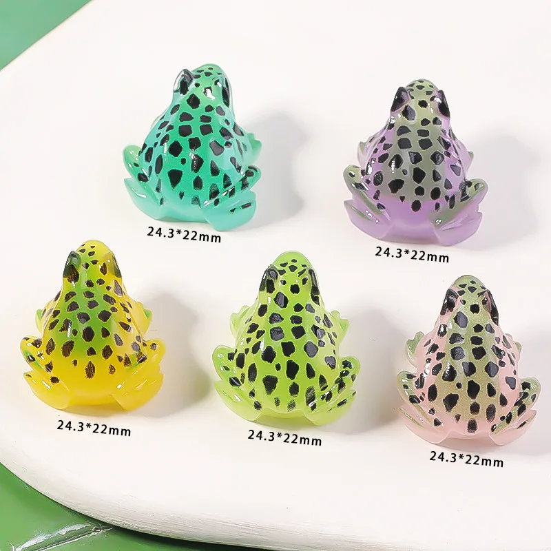 5 قطع من تماثيل الضفدع المضيئة المصغرة بألوان زاهية، مثالية لتزيين المناظر الطبيعية الطحلبية، وتزيين حافظة الهاتف المحمول #2