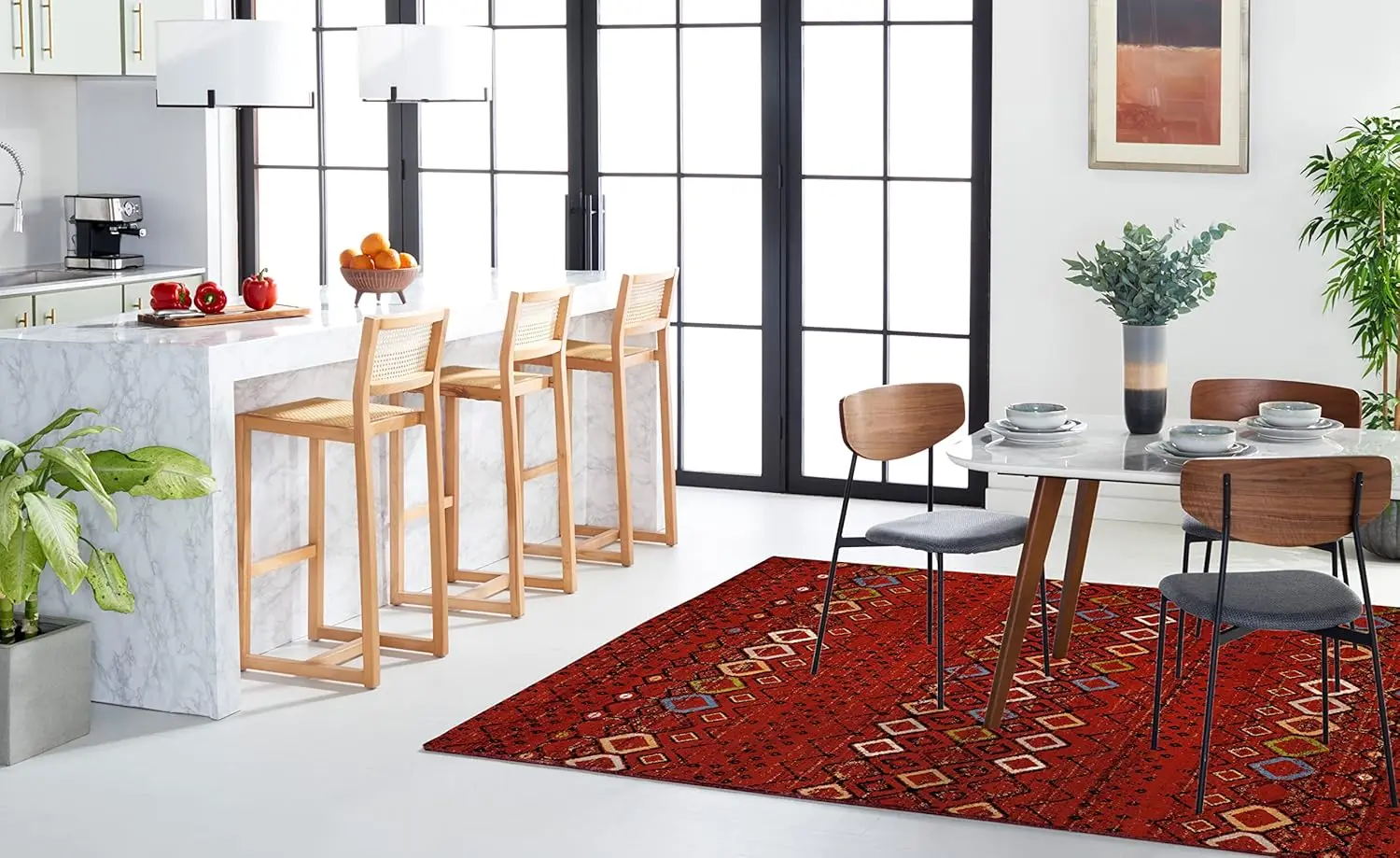 Safavieh Amsterdam Collection X-Large Area Rug - 12' X 18', Terracotta & Multi, Moroccan Boho Design, Non-Shedding & Easy Care,