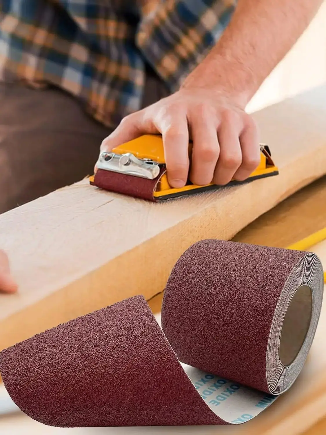 9,5 cm / 3,9 inch brede aluminiumoxide schuurpapierrollen met de korrel 60-600 zijn geschikt voor het slijpen van metaal, het polijsten van hout, het polijsten van meubelkanten en het polijsten van - afbeelding 2