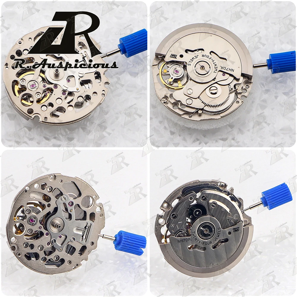 Japan NH70/NH71/NH72 Automatic Mechanical Hollow Out Dial Movement 24 Jewels High Accuracy Skeleton Modification Watch Parts