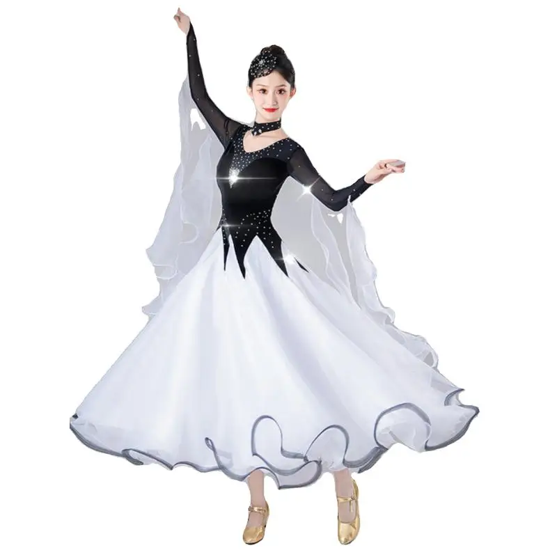 

2024 New Modern Dance Dress Performance Competition Waltz Ballroom Dance Ballroom Dance Big Swing Ballroom Dance Clothing