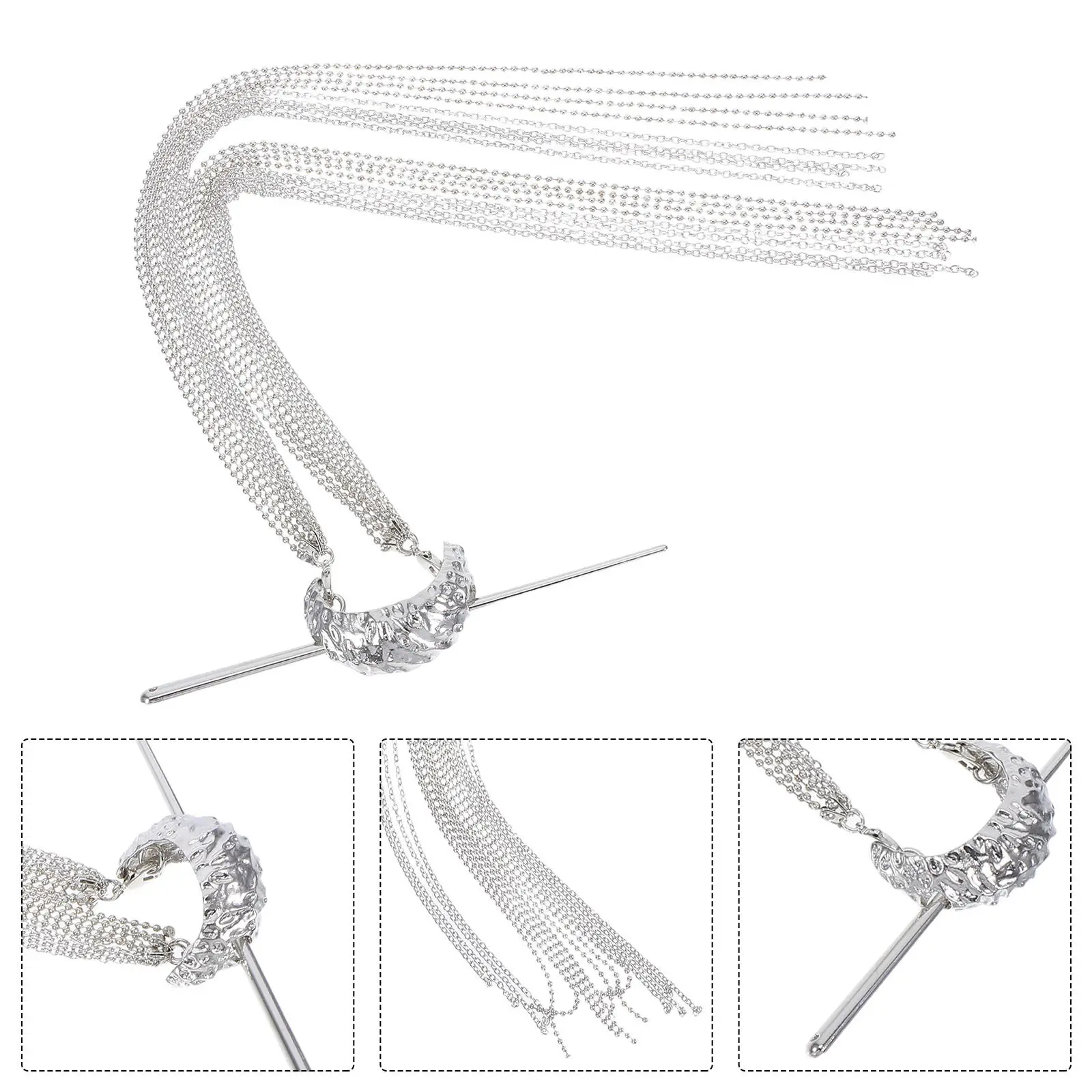 

Elegant Long Chain Hairpin Chinese Style Tassel Hair Fork Retro Bun Stick for Hanfu Wedding Cultural Celebration Daily Wear