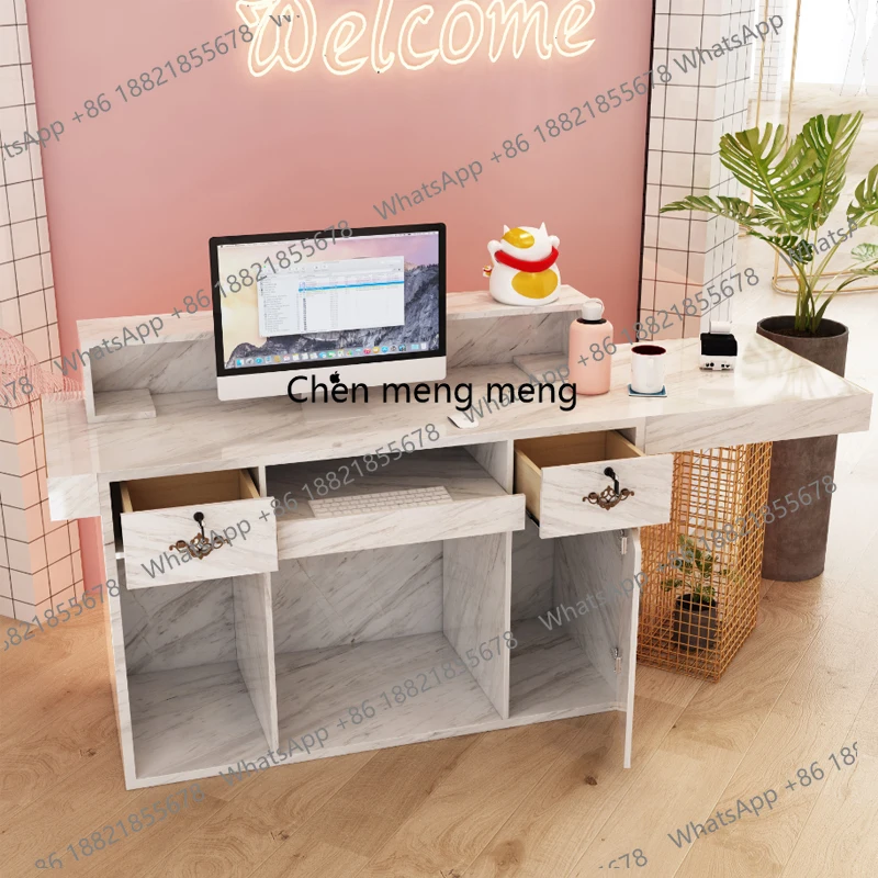 Página de caja Salón de belleza de lujo, pequeño y moderno, sencillo, ligero, mostrador de Bar, recepción de empresa, mostrador de tienda de ropa