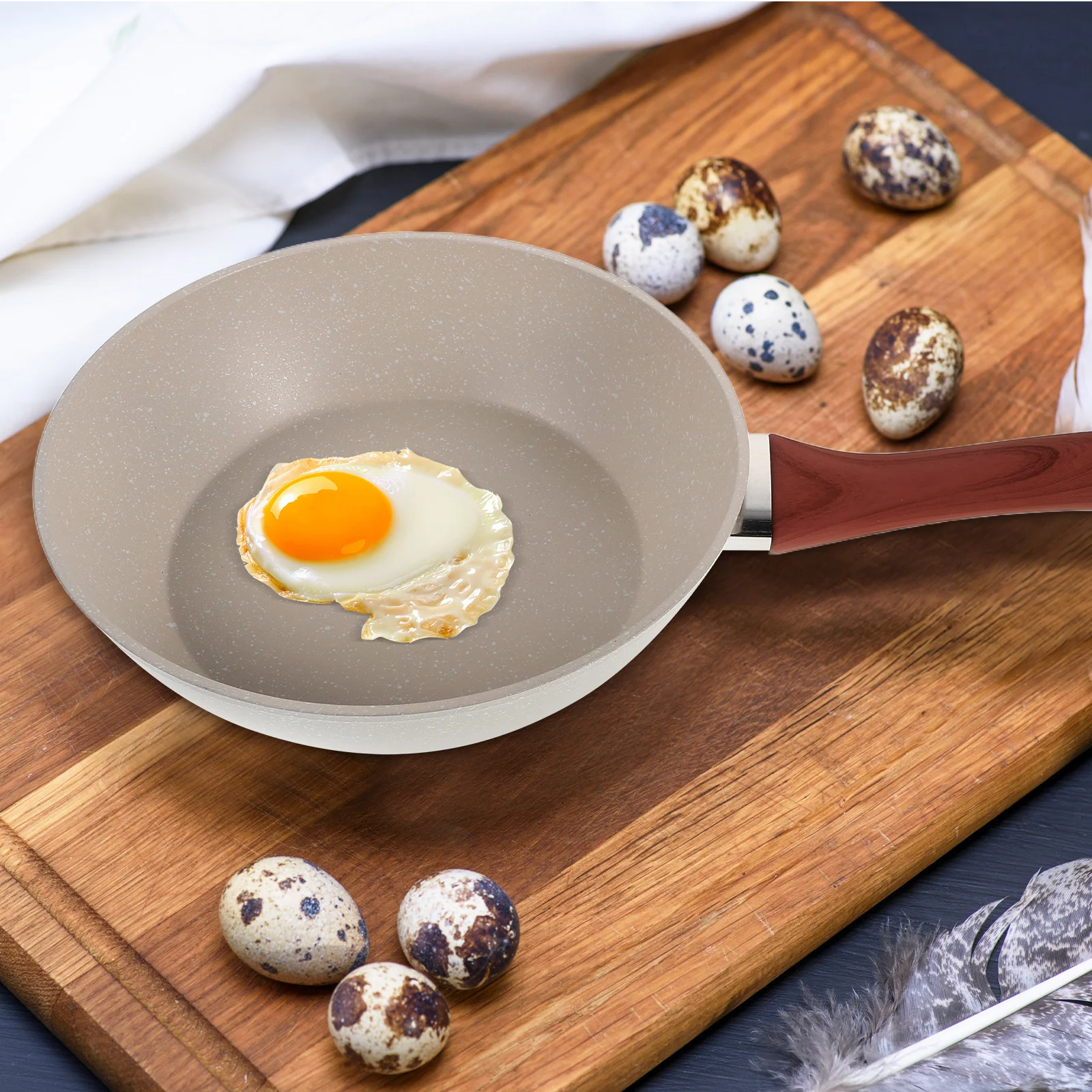 

Nonstick Flat Bottom Frying Pan Heat Resistant Handle Induction Compatible Omelette Steak Cooking Pan Household Kitchen