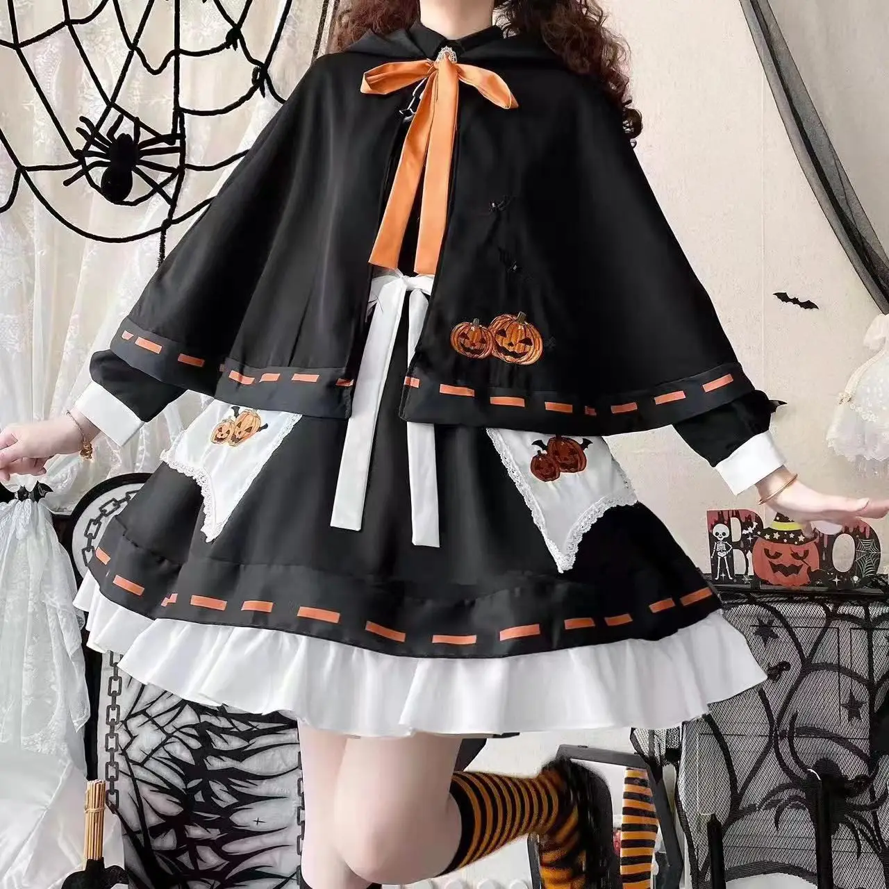 

Coalfell Cat Eating Fish Genuine [Little Witch] Original Lolita Daily Lolita Spring/Summer Light Lolita Skirt Dress Halloween