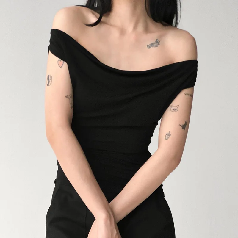 Summer Sleeveless Off Shoulder T Shirt Women Fashion Casual Solid Backless Slim Base Tees Streetwear Female Y2K Clothes T-shirts