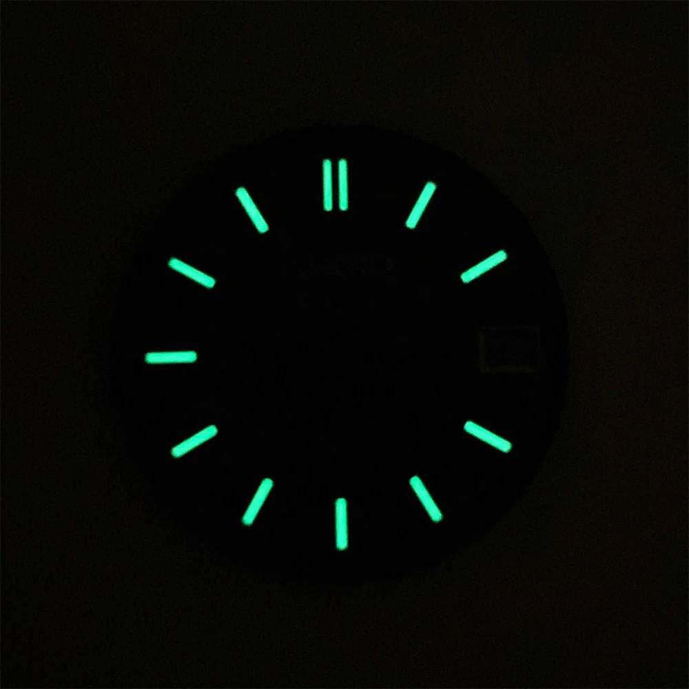 28.5mm S Logo Sunburst Dial Suitable For NH35/NH36/4R/7S Japanese Automatic Movement C3 Green Luminous Watch Accessories