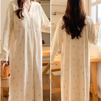 Maternity Nursing Nightgown With Removable Breast Pads, Cotton-like Fabric, Large Size Maternity Dress No Bra Required