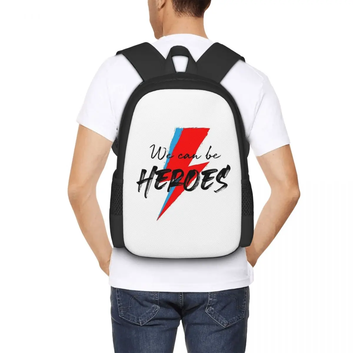 

We Can Be Heroes Bowie Student Backpack School Bag Hiking Travel Daypack for Men Women Fashion Bookbag Shoulder Bags