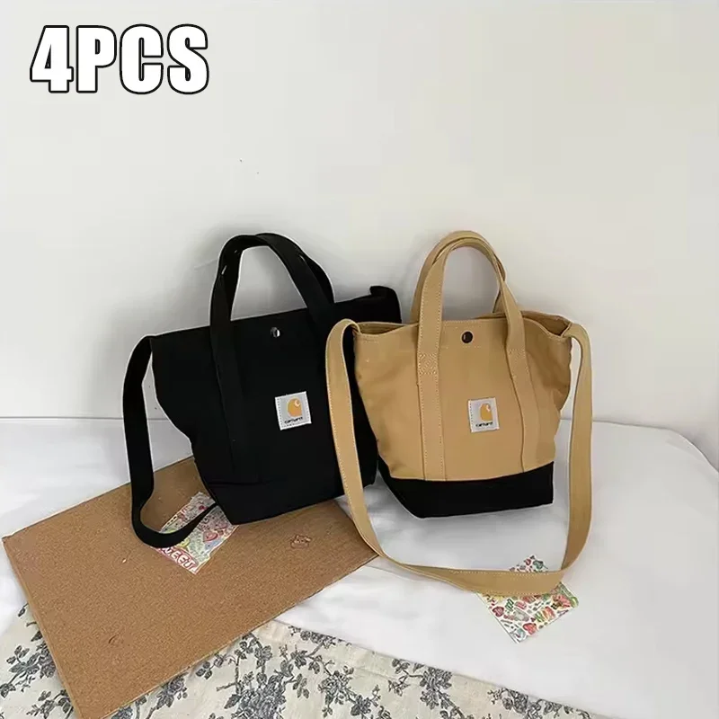 High Quality Beach Bag Popular Brands Plain Reusable Blank Canvas Tote Bag Leather Handles Fashionable Large Capacity Handbag