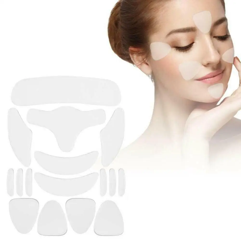 16-in-1 Reusable Silicone Anti-wrinkle Face Patch Chin Patch Groove Tear Patch Patch Forehead Wrinkle Beauty Face Eye Lifti O6T6