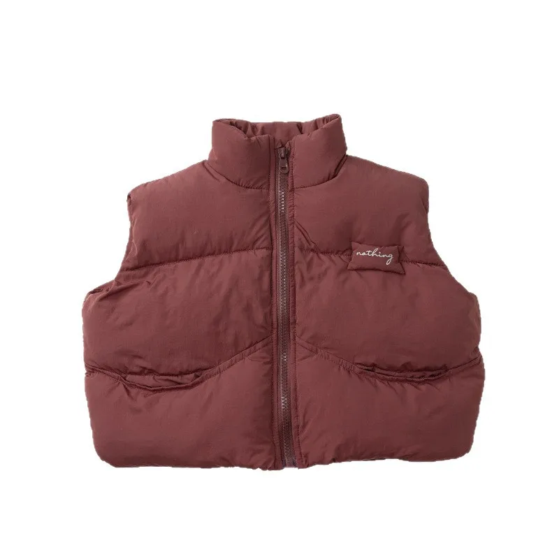 2025 شتاء جديد الأطفال سميكة الدافئة سترة الفتيان الفتيات القطن وسادة مبطنة موضة الطفل معطف بلا أكمام الاطفال جاكيت زيبرا