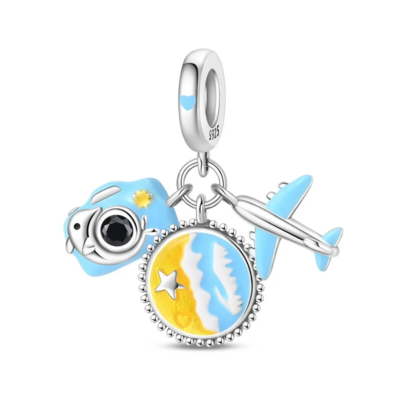 

925 Sterling Silver Charms Little Dolphin Camera Beach Pendant Fit Original Bracelet DIY Girl And Lady Birthday Jewelry Giftss