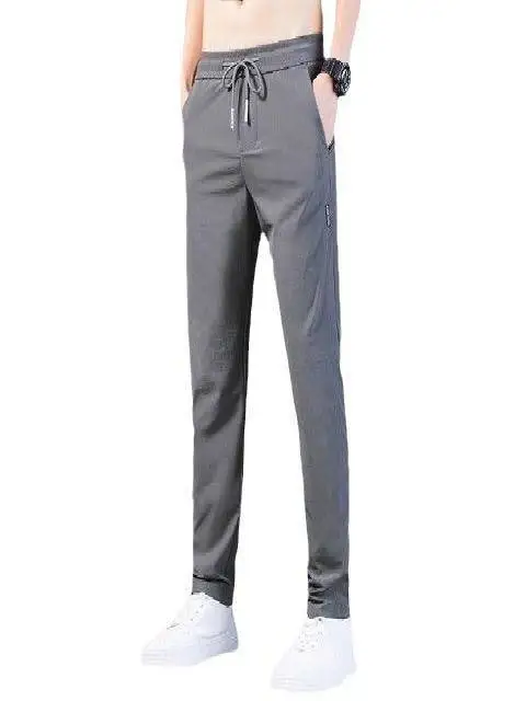 

Kadeen Ice Silk Men's Pants Loose Breathable Straight Leg Slim Fit Casual Summer Thin Long Elastic Leisure Trousers