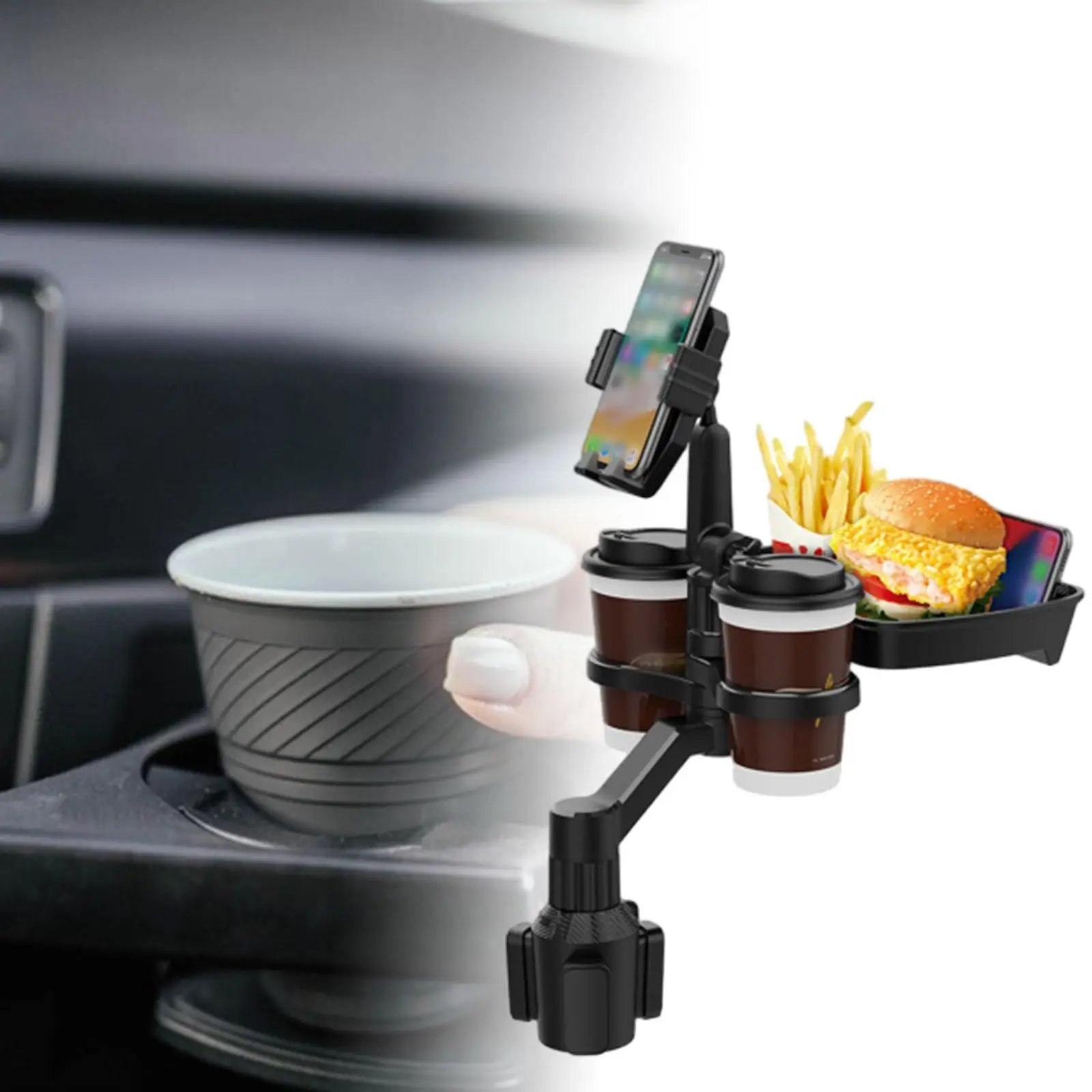 Generic Cup Holder Expander for Car Food Tray for Food Bottle Snacks