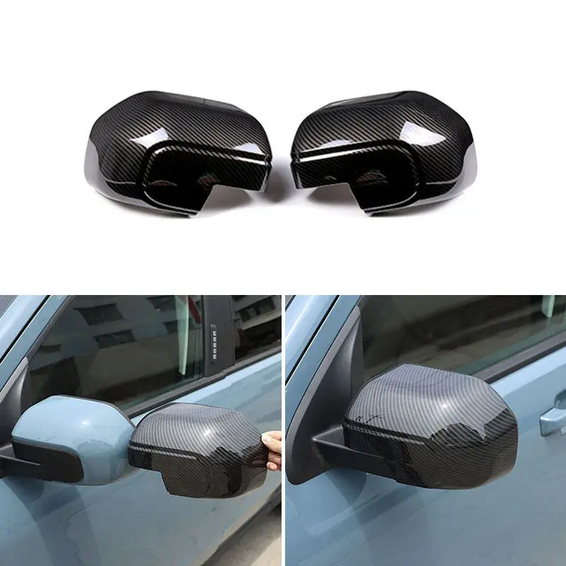 Car Rearview Side Mirror Cover Trim Sticker Exterior Accessories For Ford Maverick 2022 Carbon Fiber Texture ABS 2pcs