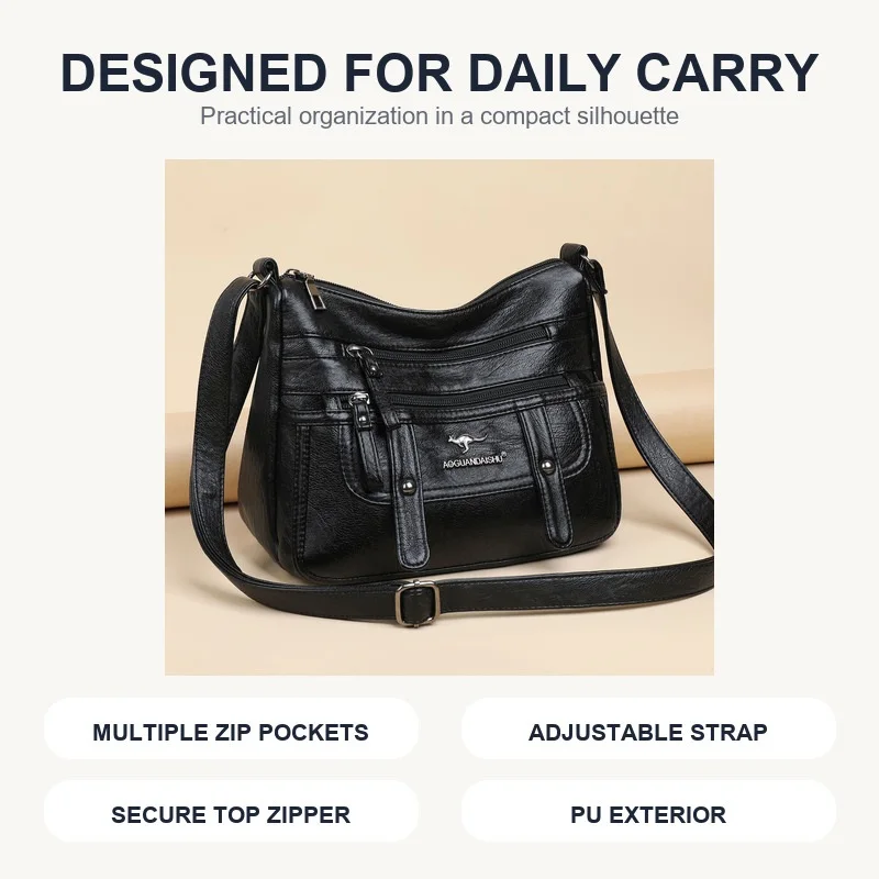 Muttertasche aus weichem Leder, großes Fassungsvermögen, modische Umhängetasche für Damen