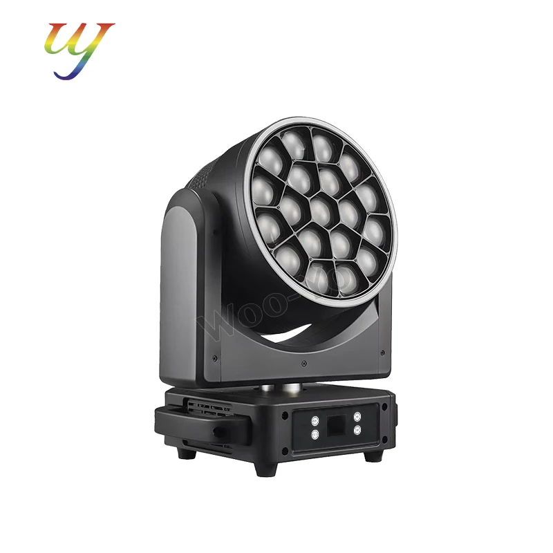

19x40W RGBW движущаяся голова с кольцевым лучом и мытьем, большие пчелиные глаза, источник света, равномерный цвет для сценического театра, вечеринки