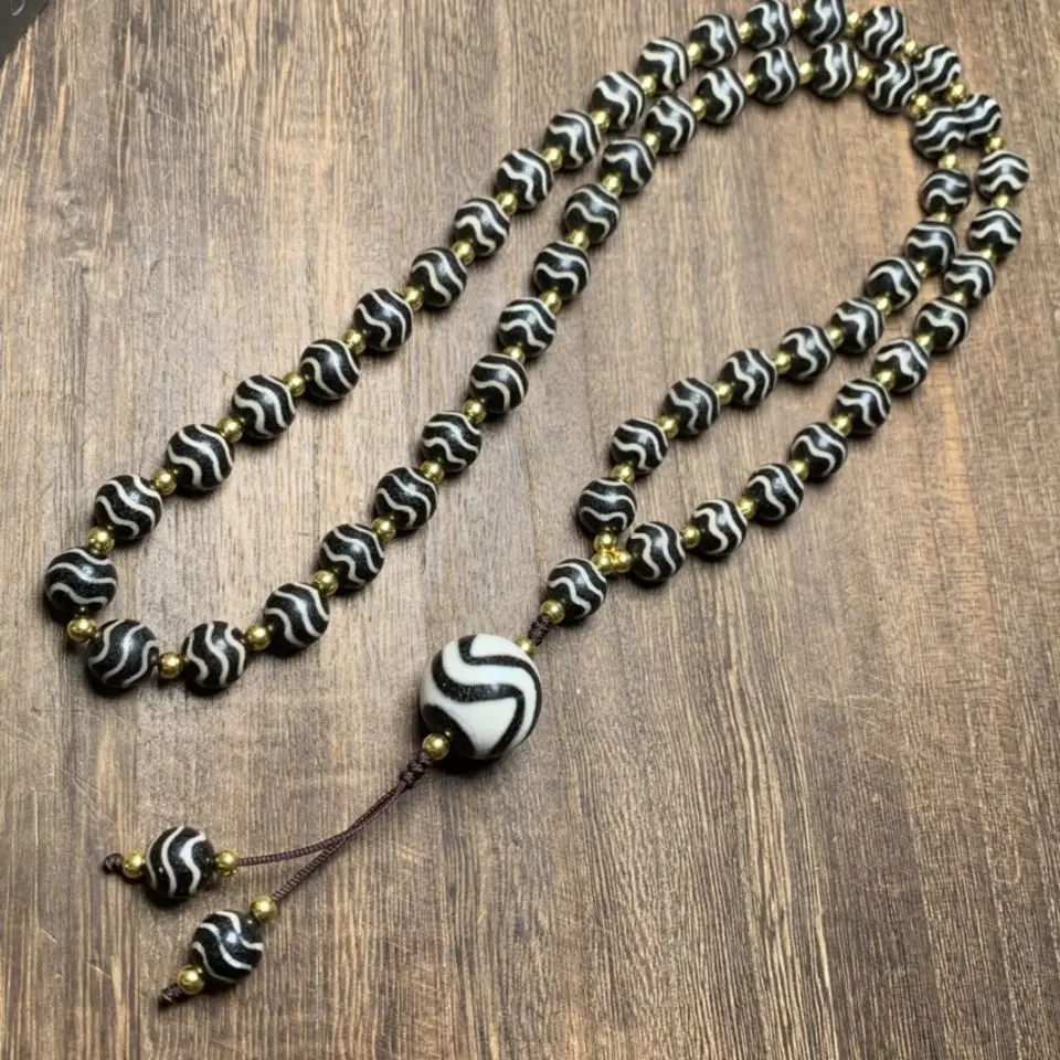 Natural stone white black stripe agate beads jewelry agate pine beads 10 mm Diy bracelet necklace 54 Buddha strings