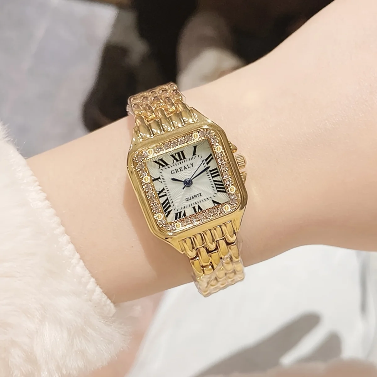 

Женские кварцевые часы Стразы Quartz 98 футов водонепроницаемые деловые часы подарок на день Святого Валентина