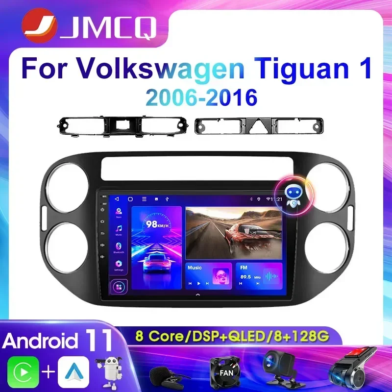 

Автомагнитола JMCQ 2DIN, 4G, Android 11, мультимедийный видеоплеер для VW Volkswagen Tiguan 2006-2016, навигация GPS, головное устройство Carplay