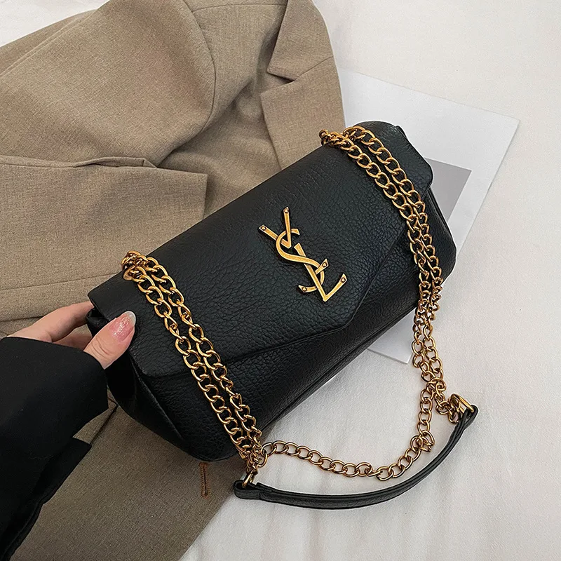 

Новинка 2025 года, женская сумка премиум-класса в стиле ретро, сумка подмышки с узором личи, модная универсальная сумка на цепочке, сумка-мессенджер на одно плечо