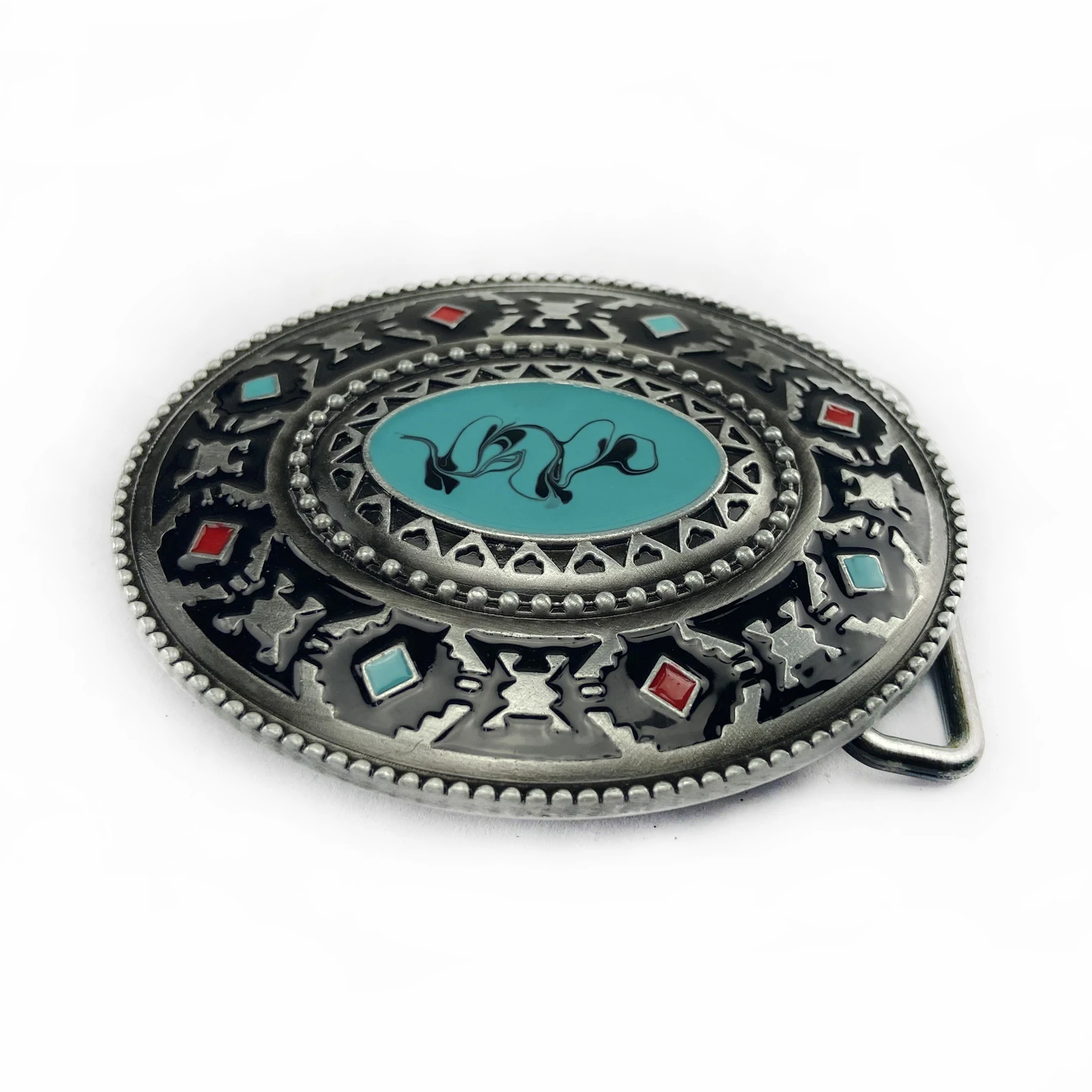 WesBuck Brand Luxury Fashion New Vintage Western Belt Buckle Initial Vintage-Cowboy Rodeo Silver Large Belt Buckle for Men Women