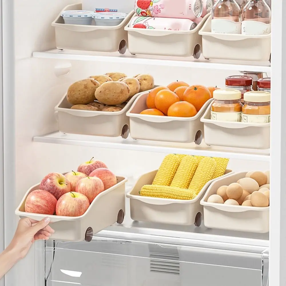 Plastic Sundries Storage Case Large Capacity Save Space Seasoning Container with Wheels Reusable Cabinet Storage Box Kitchen