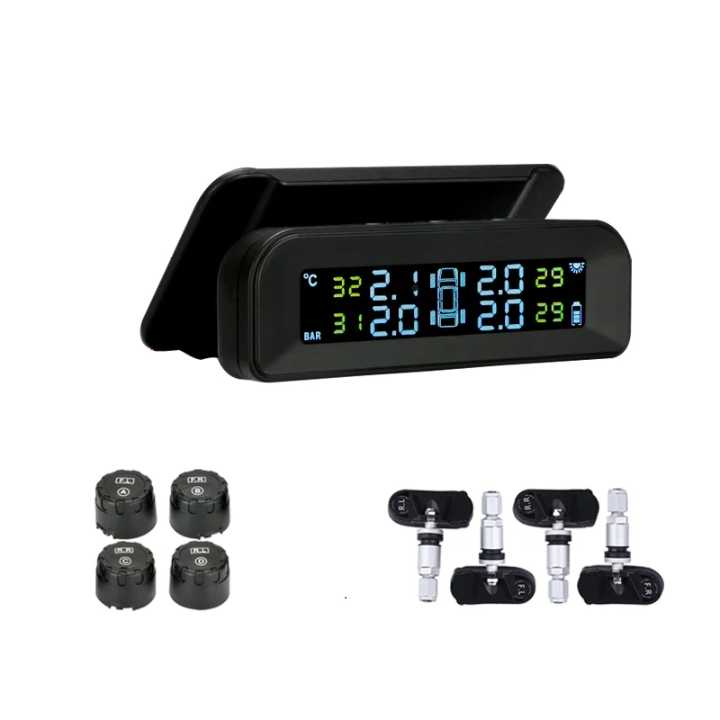 Система контроля давления в шинах TPMS, солнечный цифровой ЖК-дисплей, автомобильные системы охранной сигнализации TMPS, внутренний внешний датчик давления
