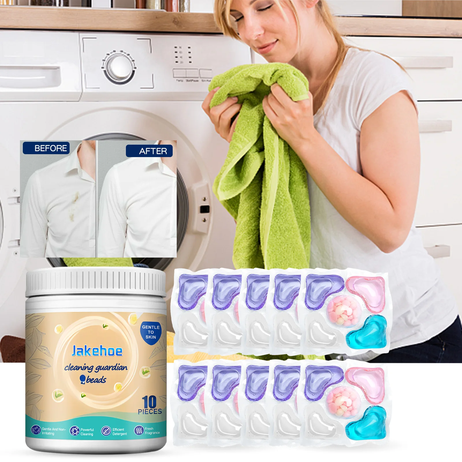 Laundry Detergent Pods with Fragrance, Gently Cleans Stains and Dirt for Daily Laundry