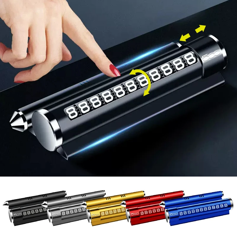 

Alloy Metal Car Temporary Parking Card Rotatable Phone Number Plate Auto Accessories For Fiat Abarth 500 Abarth 124 Abarth 595