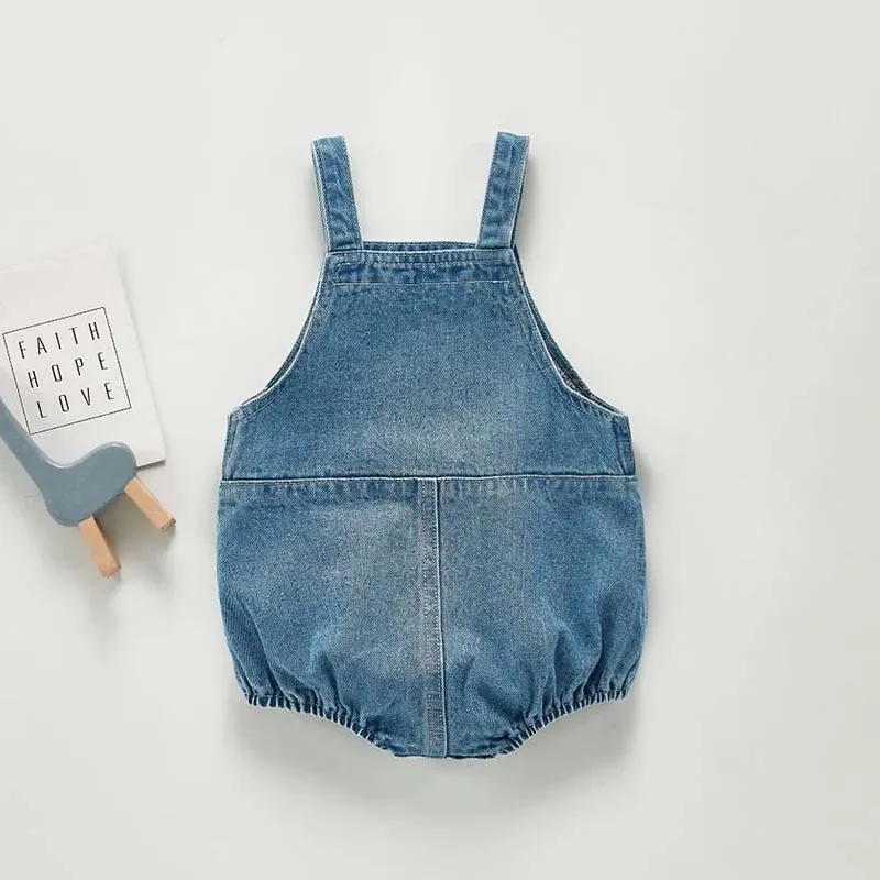 Autumn Baby Denim Overalls Sleeveless Bodysuit for Baby Boys and Girls