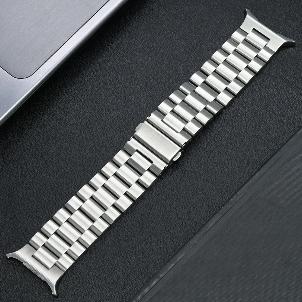 سوار من الفولاذ المقاوم للصدأ بدون فجوات لساعة سامسونج جالاكسي الترا 47 ملم حزام معدني فاخر لساعة جالاكسي سوار نهاية منحني للغاية