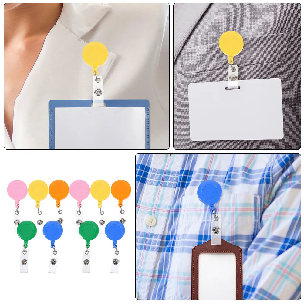 

9Pcs Retractable Badge Holder Reel Chest Card Clip Multi-Function Nurse Id Card Holder for Doctors Employees Name Tag