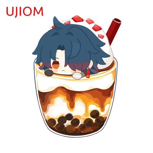 UJIOM 혼카이 스타 레일 블레이드 벽 스티커, 크리에이티브 밀크티 디자인 데칼, 치비 아기 보육실 장식, 13cm × 9.5cm 