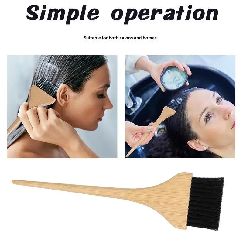 1Pcs Sharp Point Tail Design Wide Brush Bristles Bamboo Tinting Comb Wood Handle Bamboo Hair Dye Brush Salon Coloring Tool