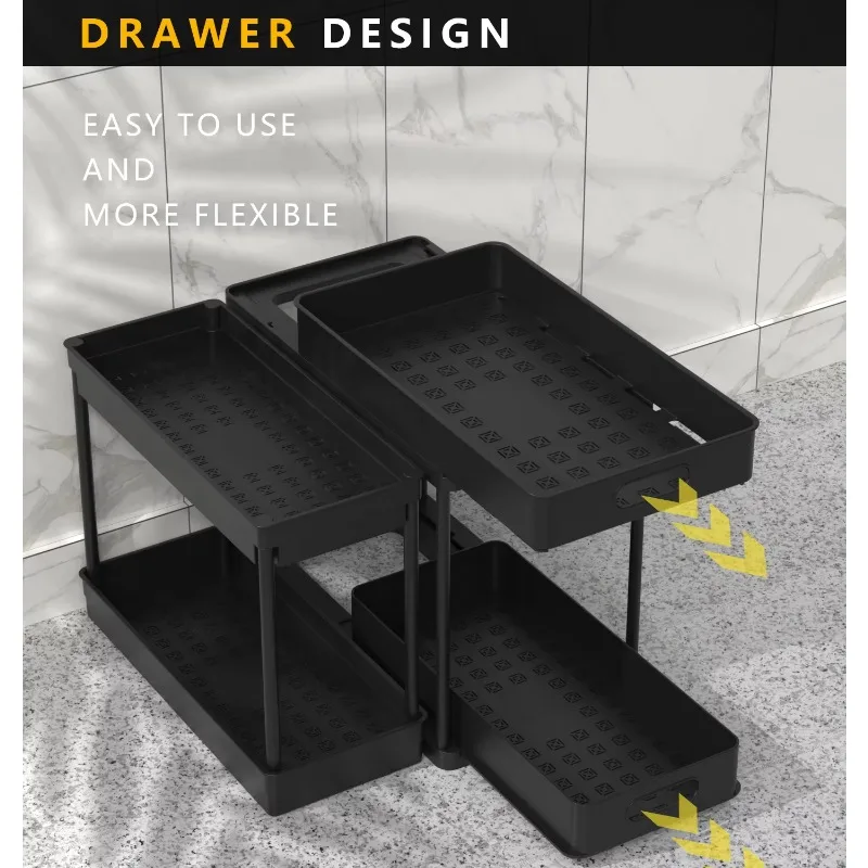 Expandable Adjustable Kitchen Rack Under Sink Bathroom Storage Organizer and Shelf