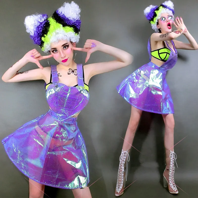 

Nightclub Female DJ Music Festival Rave Outfit Bar Gogo Singer Performance Clothing Sexy Bikini Strap See-Through Dress DNV13383