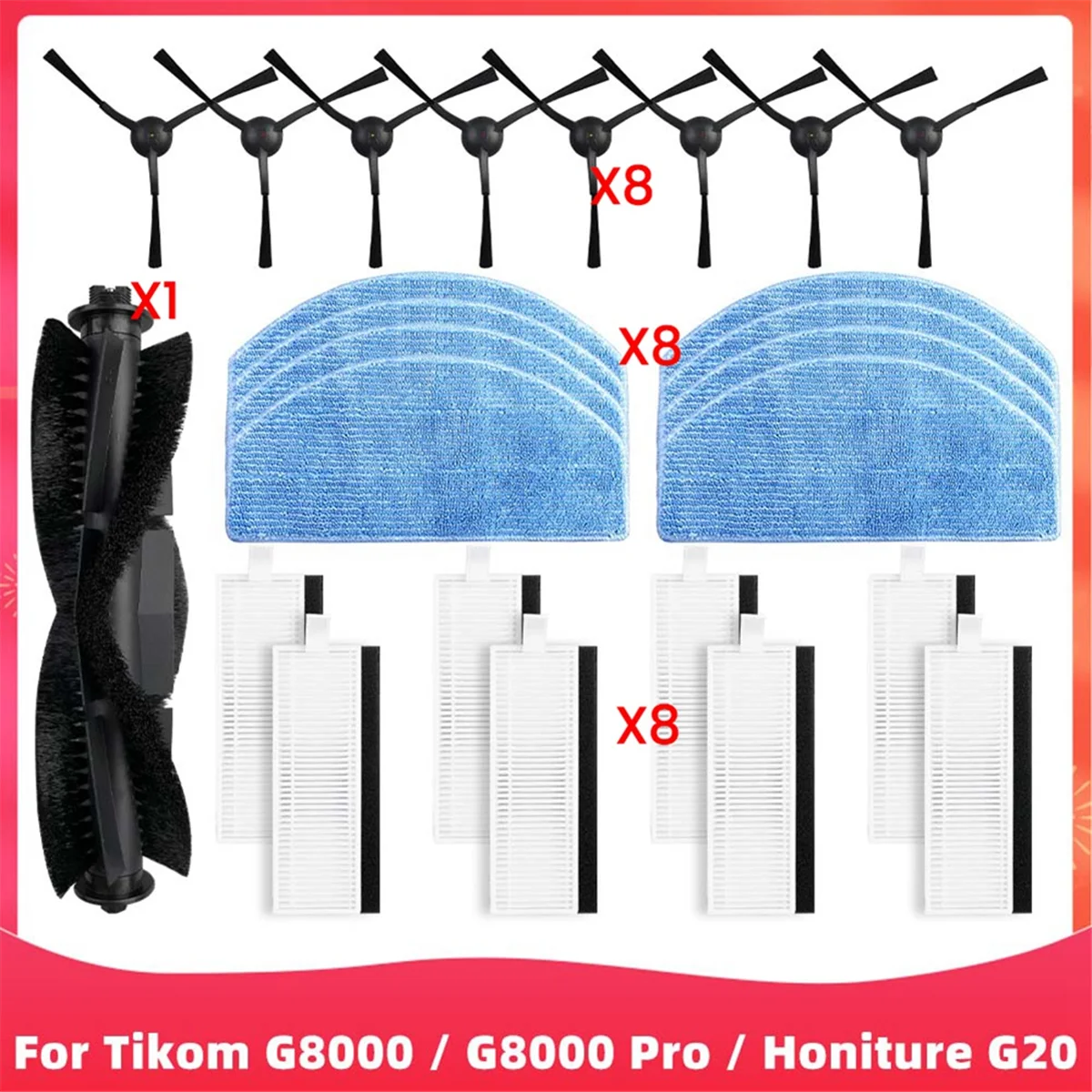 

A71Z For G8000 / G8000 Pro / G20 Pro Roller Side Brush Filter Mop Cloths Robot Vacuums Spare Part Accessories