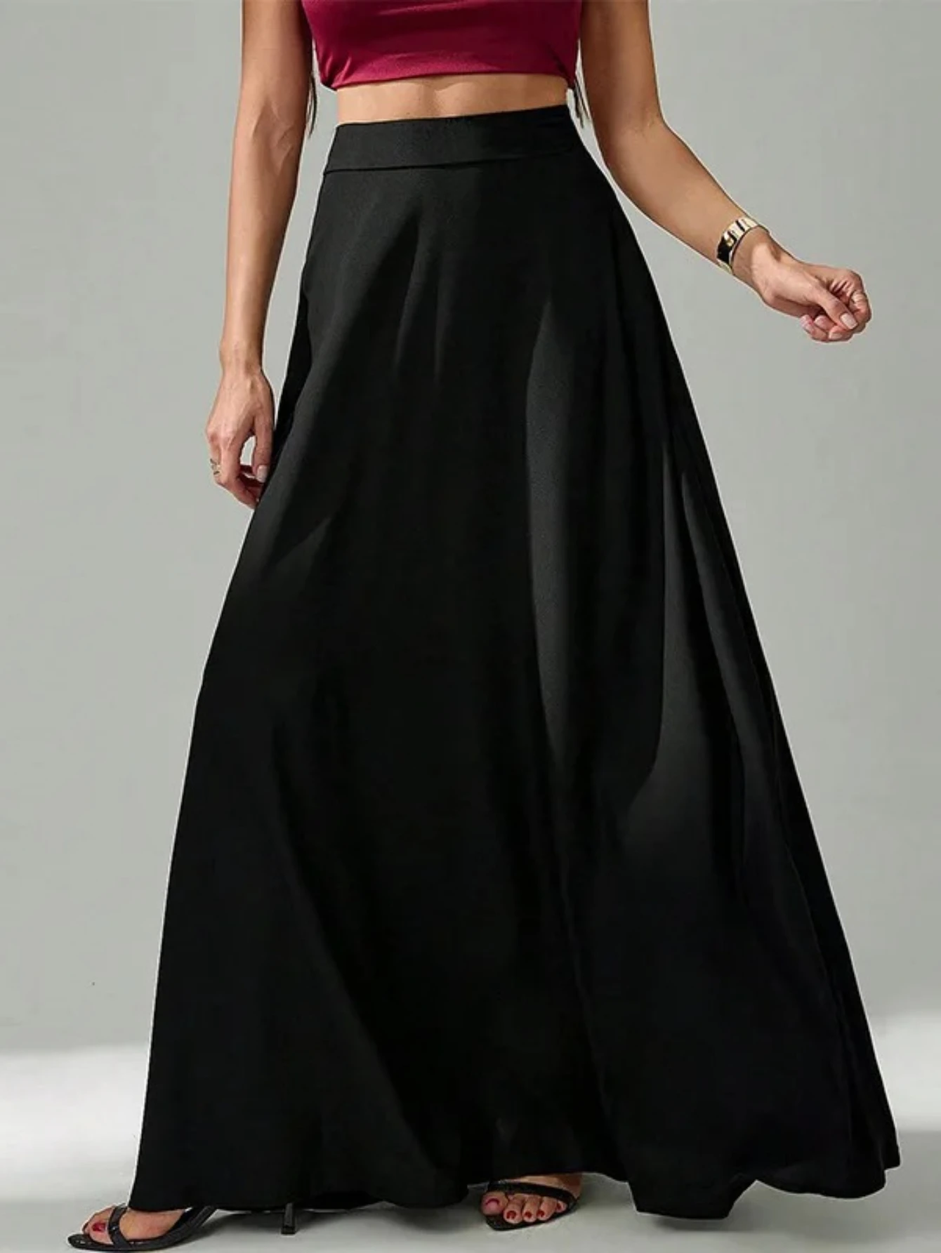 تنورة ميدي سوداء على الطراز الأوروبي والأمريكي #2