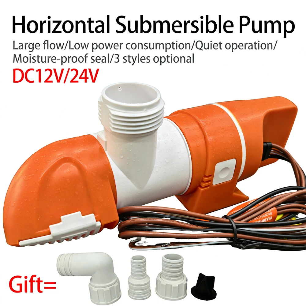Multi-functional Water Pump Yacht Narrow Type Horizontal Automatic Bilge Pump, Water Pump, Sensor-driven Drainage, DC 12V/24V