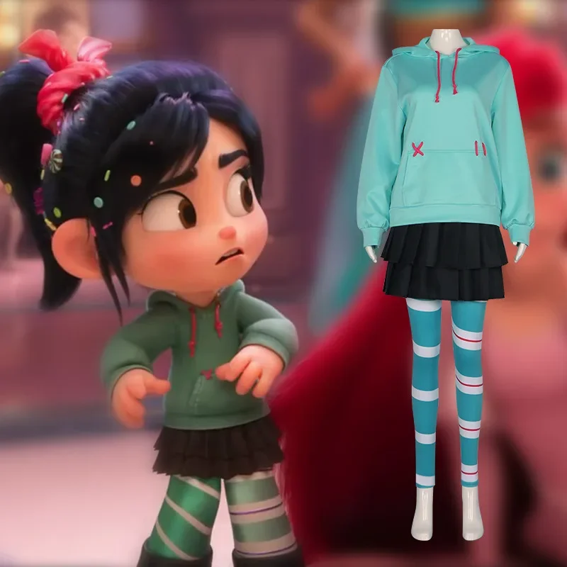 Wreck-It Ralph 2 Cosplay Costume Vanellope Outfits Kids Women Suits Halloween Costumes