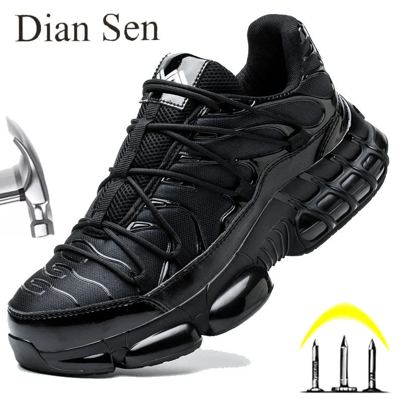 Diansen Air Cushion Men Safety Shoes Anti-smash Steel Toe Shoes Anti-puncture Work Boots Protective Sport Shoes Size 35-48