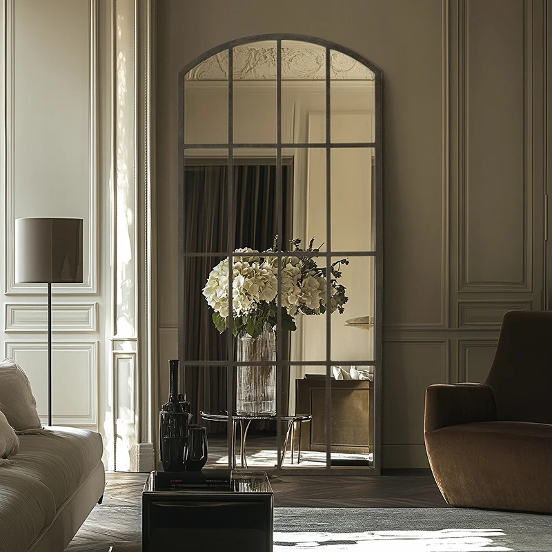 

French Classical Floor Mirror European Wrought Iron Floor Mirror American Wall Mirror