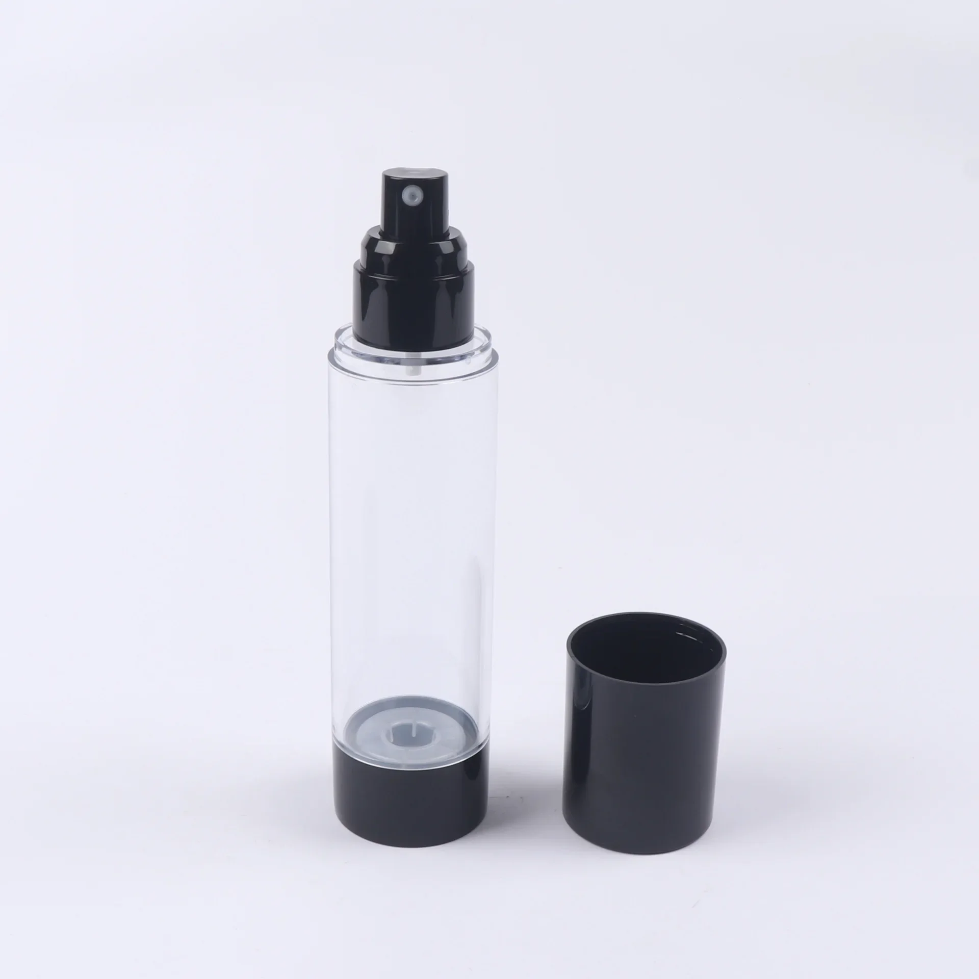 15ml 30ml 50ml 80ml 100ml 120ml Empty Black Airless Pump Dispenser Bottle Refillable Lotion Cream Vacuum Spray Atomizer