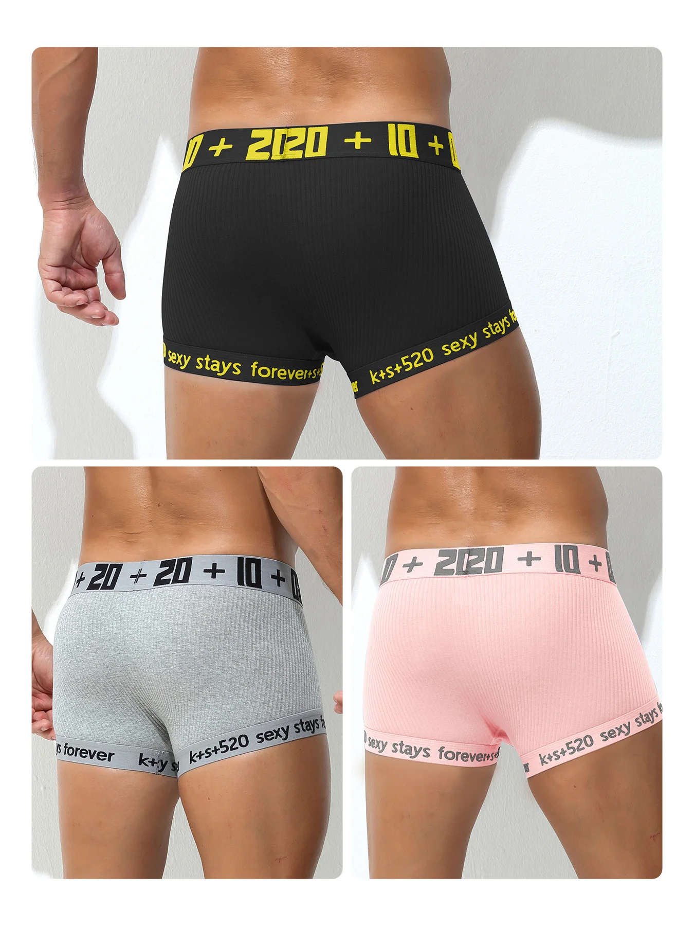 Men's Pure Cotton Briefs Low Waist Letter Tide Comfortable Sweat Absorption Boxer Pants Shorts Promotion 3pcs