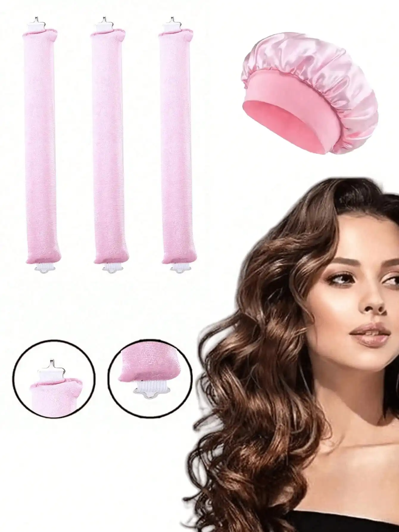 

3pcs Pink/Brown No-Heat Curling Rods, Slouchy Overnight Curling Rods, Damage-Free Sponge Curling Tools, Soft Sleep Wave Curler, Women's Home Hair Styling Accessories
