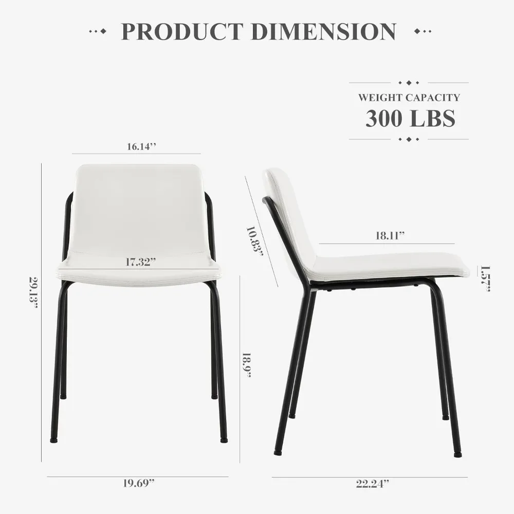 Furnitures Mid Back Modern Upholstered Dining Room Kitchen Side Chair With Metal Legs for Home/Living Room/Bedroom/Office White